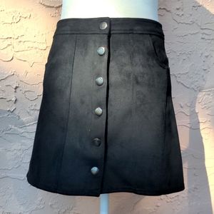 Express Faux Suede Button Mini Skirt